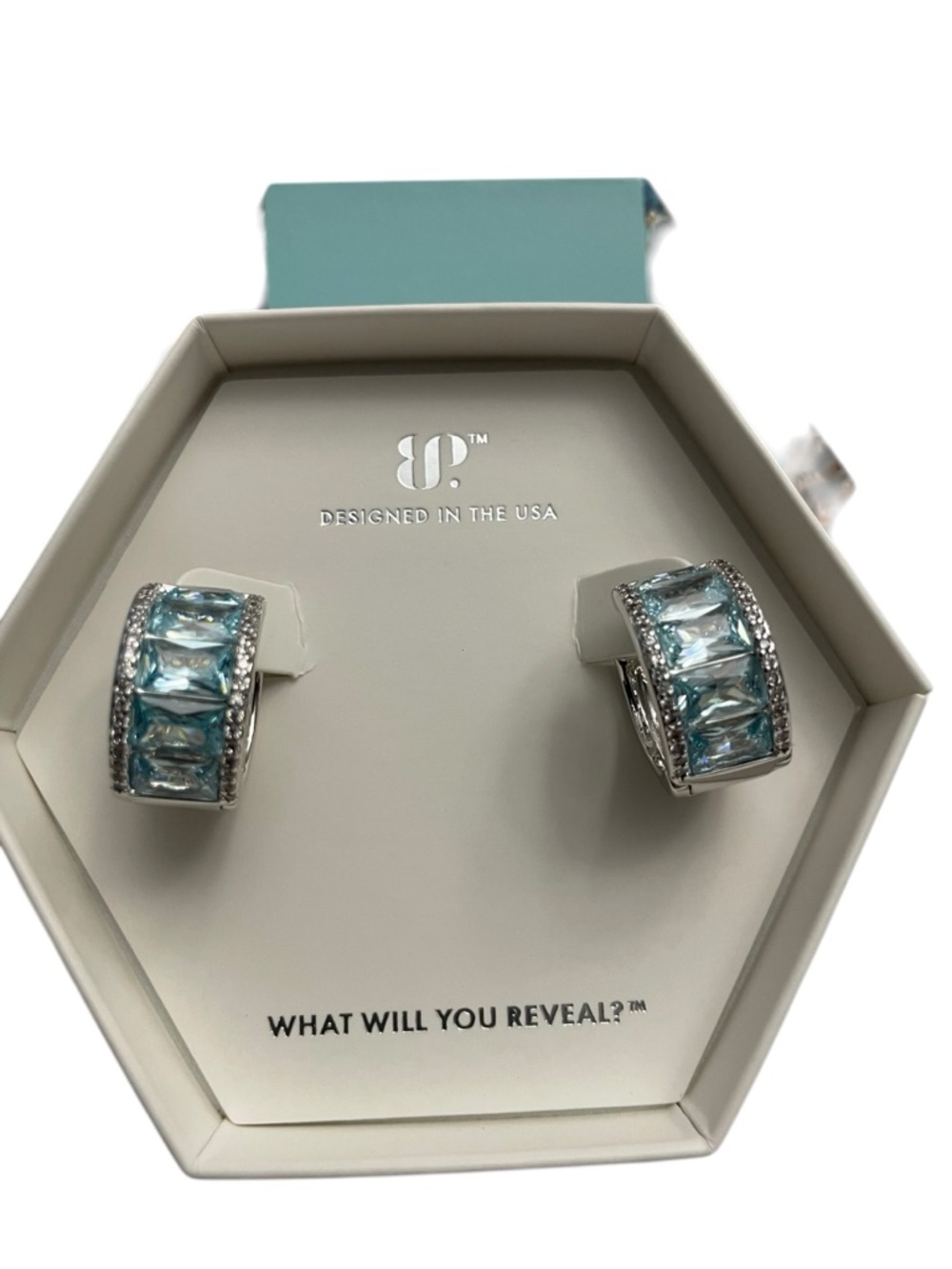 Bomb Party March 25 Earrings “Let’s Make It Last” ER95954 Rhodium/Aquamarine NIB